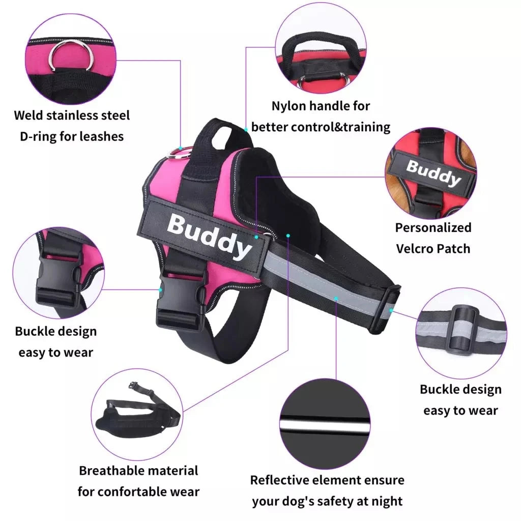 Personalized NO PULL Reflective Pet Harness