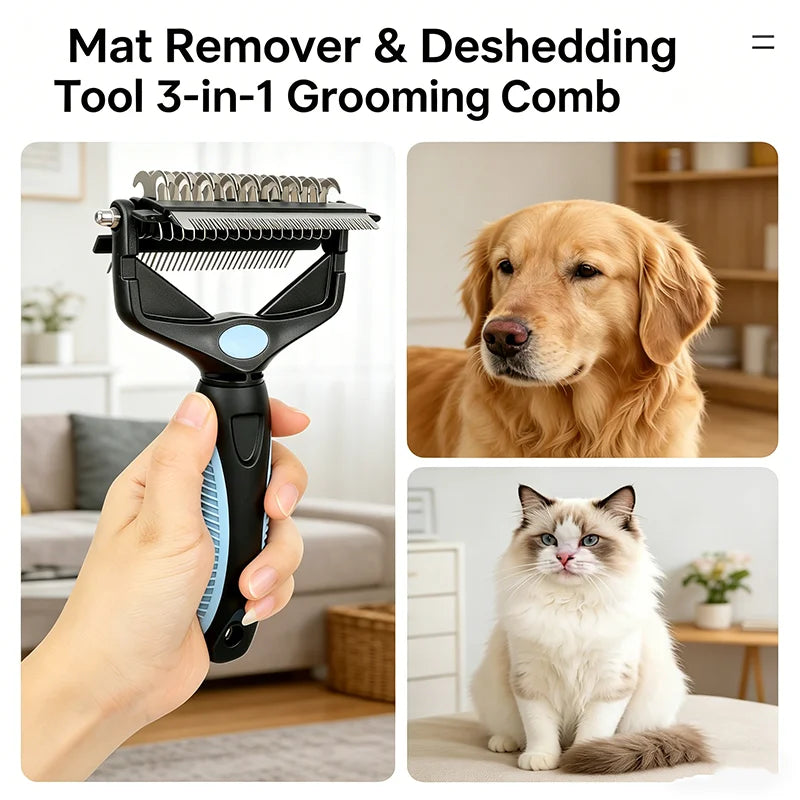 3 In 1 Pet Deshedding Brush And Hair Remover P