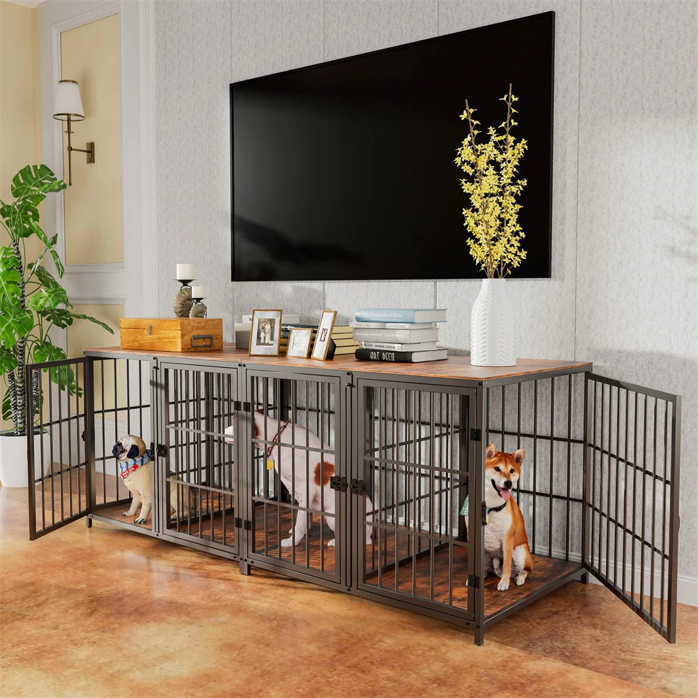 Dog Crate With Removable Divider & 4 Doors