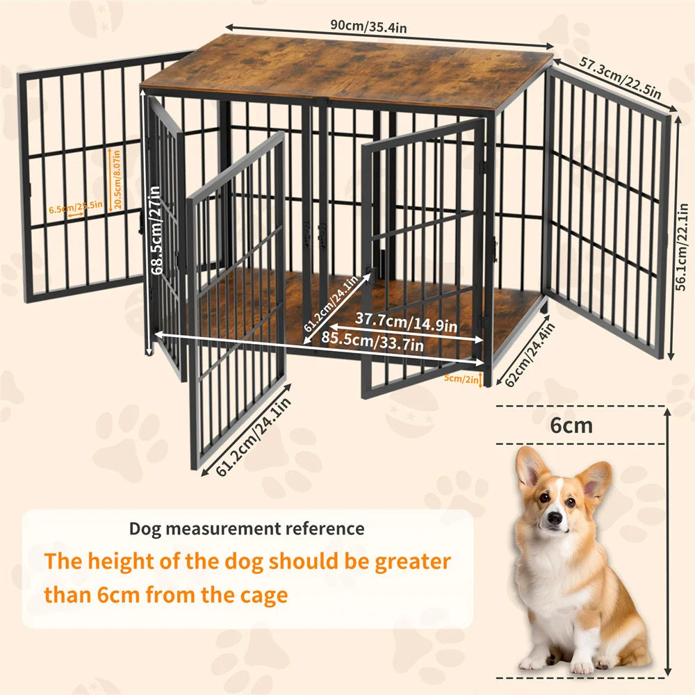 Dog Crate With Removable Divider & 4 Doors