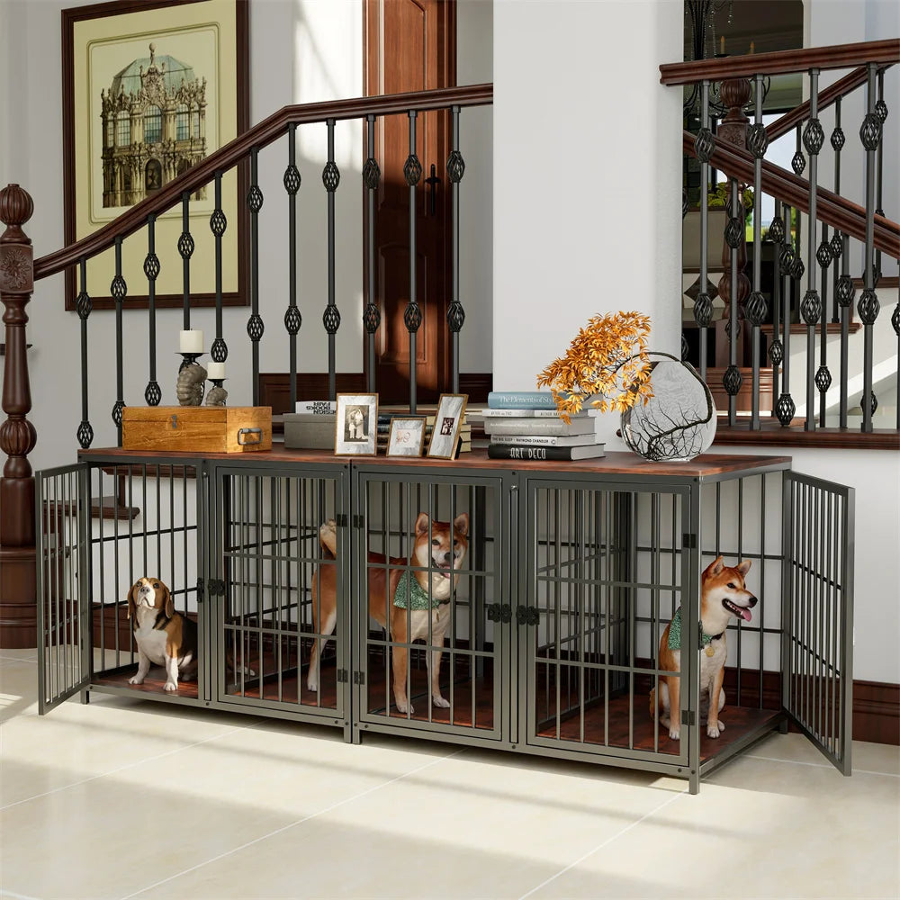 Dog Crate With Removable Divider & 4 Doors
