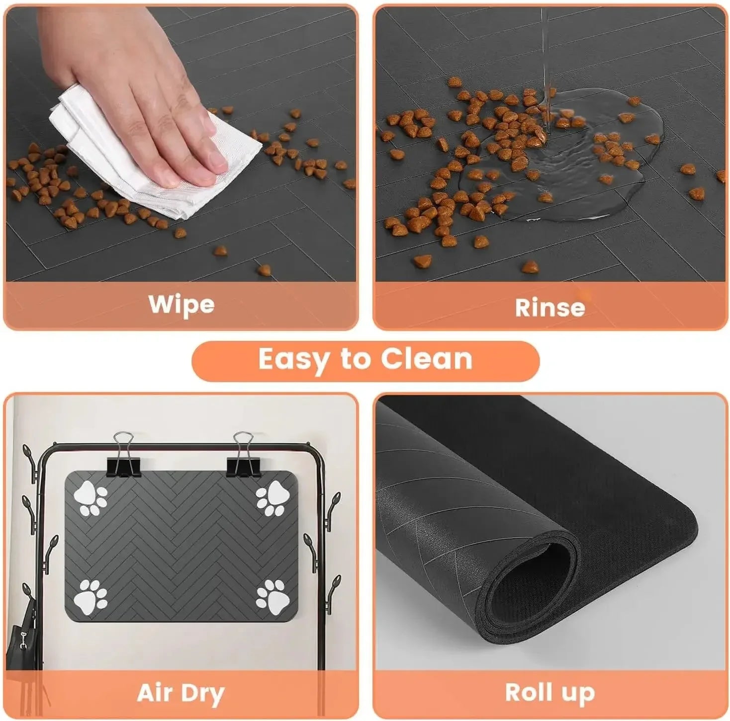Absorbent Pet Placemat Rubber With  Backing
