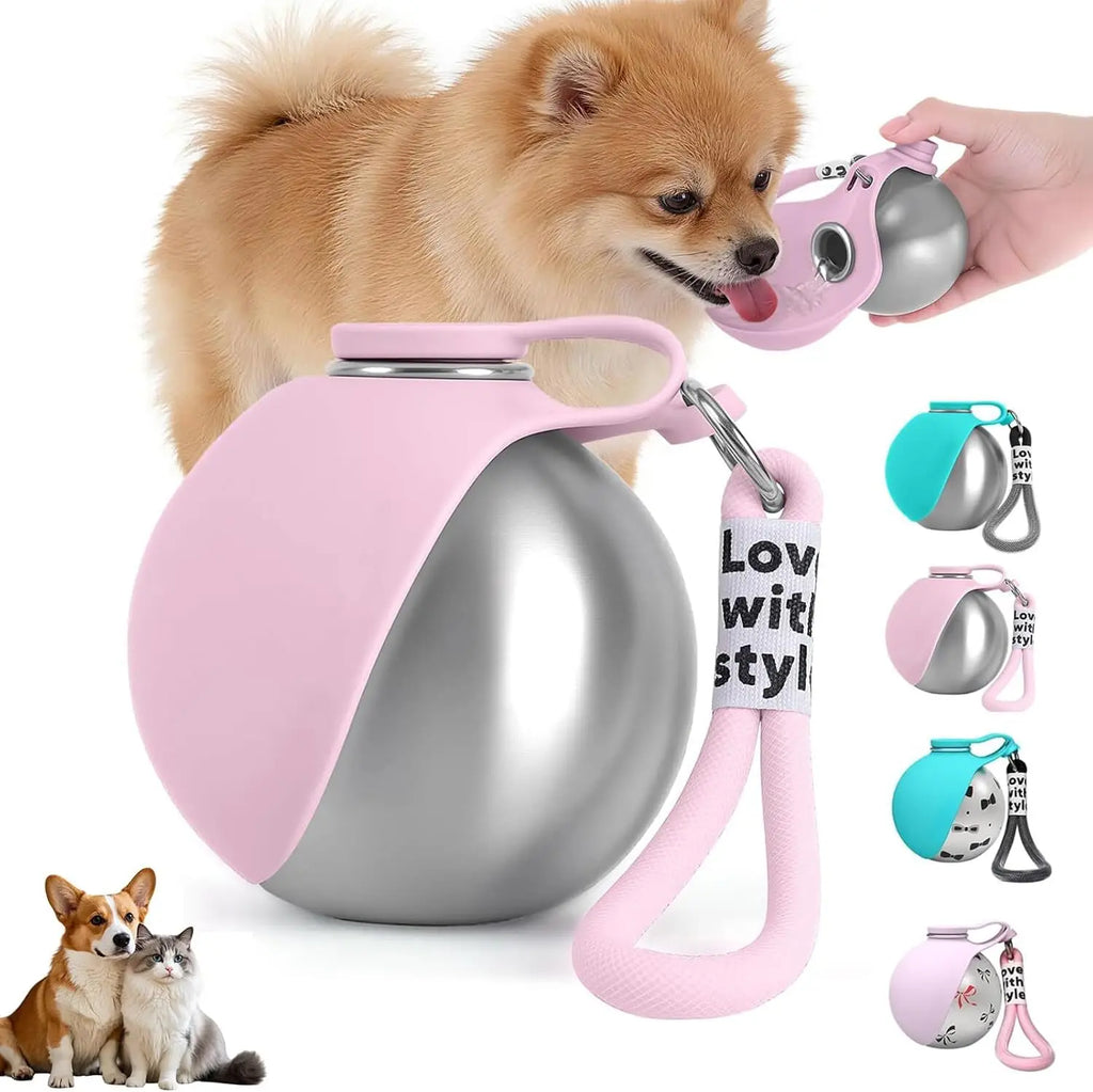 Dogs Drinking Bottle With Silicone Bowl