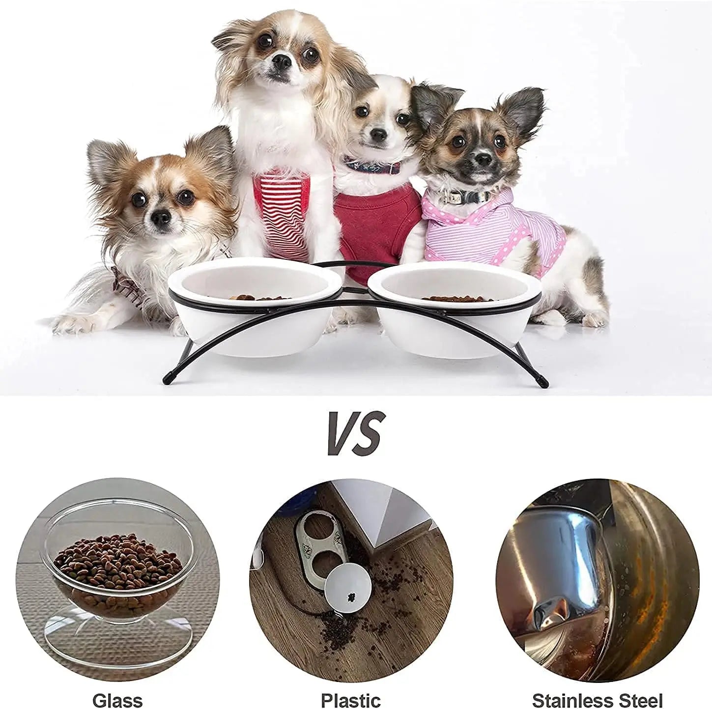Ceramic Elevated Pet Bowls Set