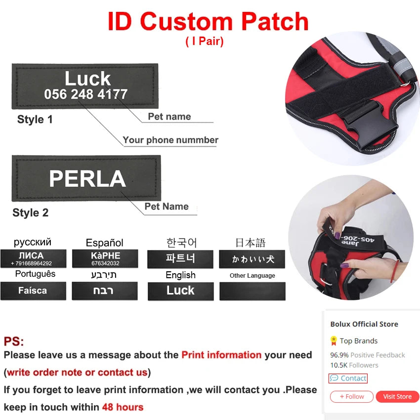Personalized NO PULL Reflective Pet Harness