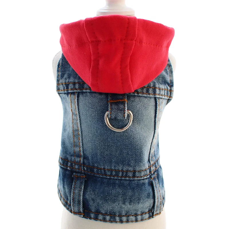 Cool Dog Jean Jacket Vest with D-Ring Hoodies