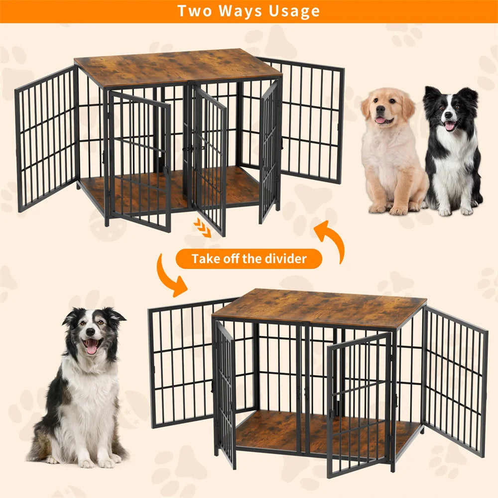 Dog Crate With Removable Divider & 4 Doors