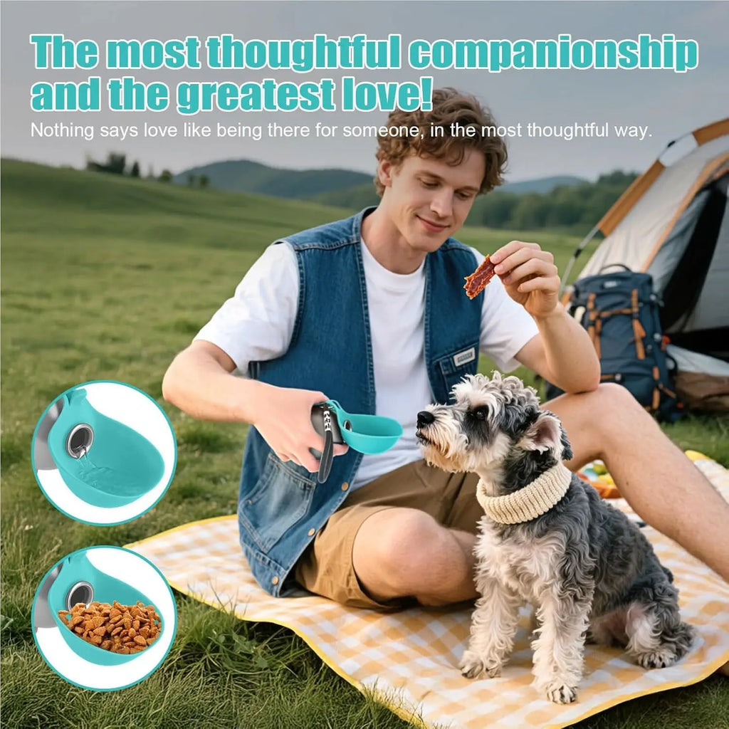 Dogs Drinking Bottle With Silicone Bowl