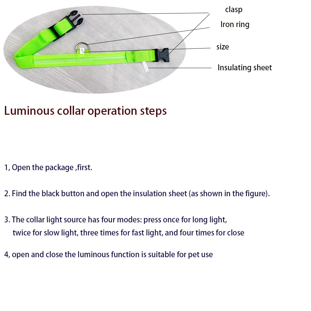 Glow In The Dark Pet  Collar