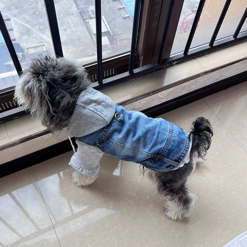 Cool Dog Jean Jacket Vest with D-Ring Hoodies