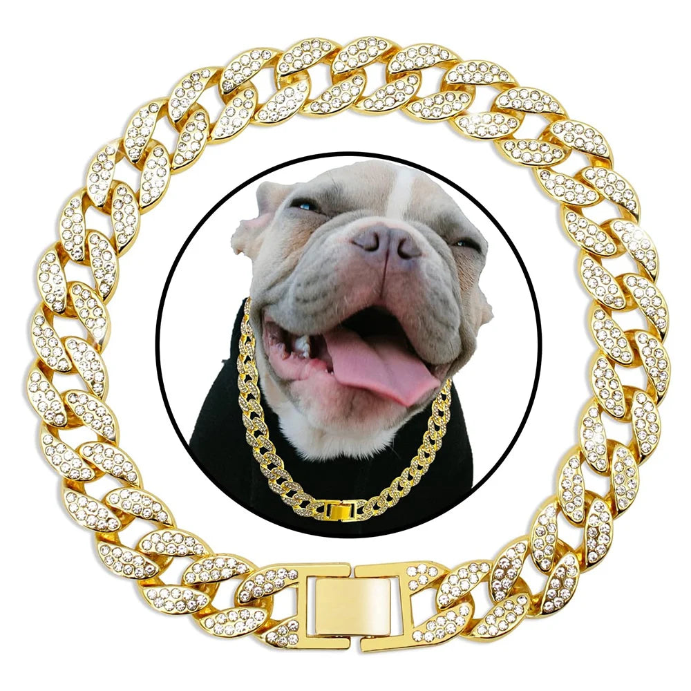 Gold And Diamond Dog Necklace