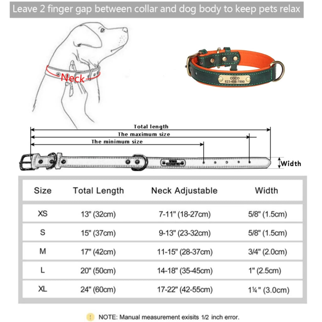 Personalized Customized Leather ID Collar