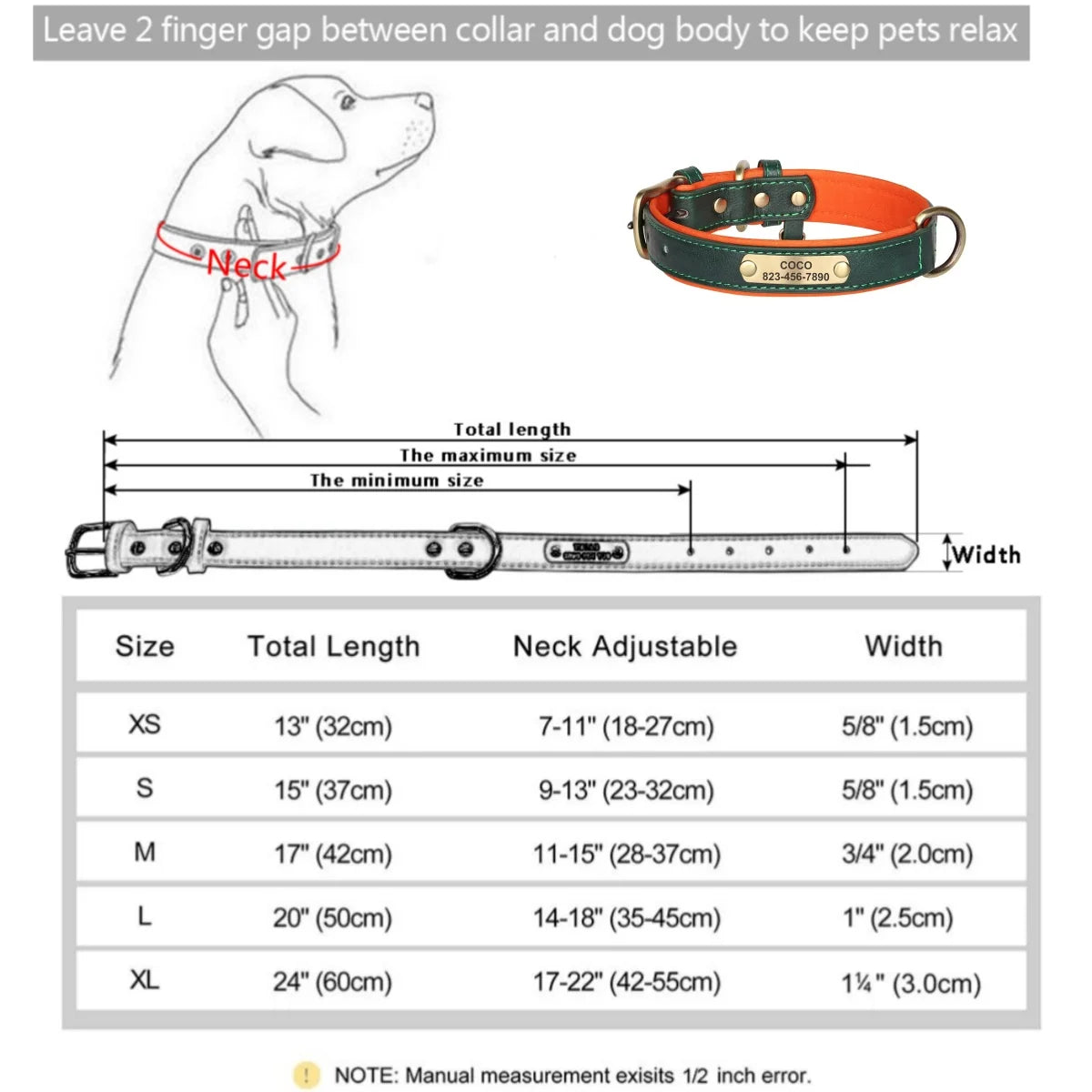 Personalized Customized Leather ID Collar