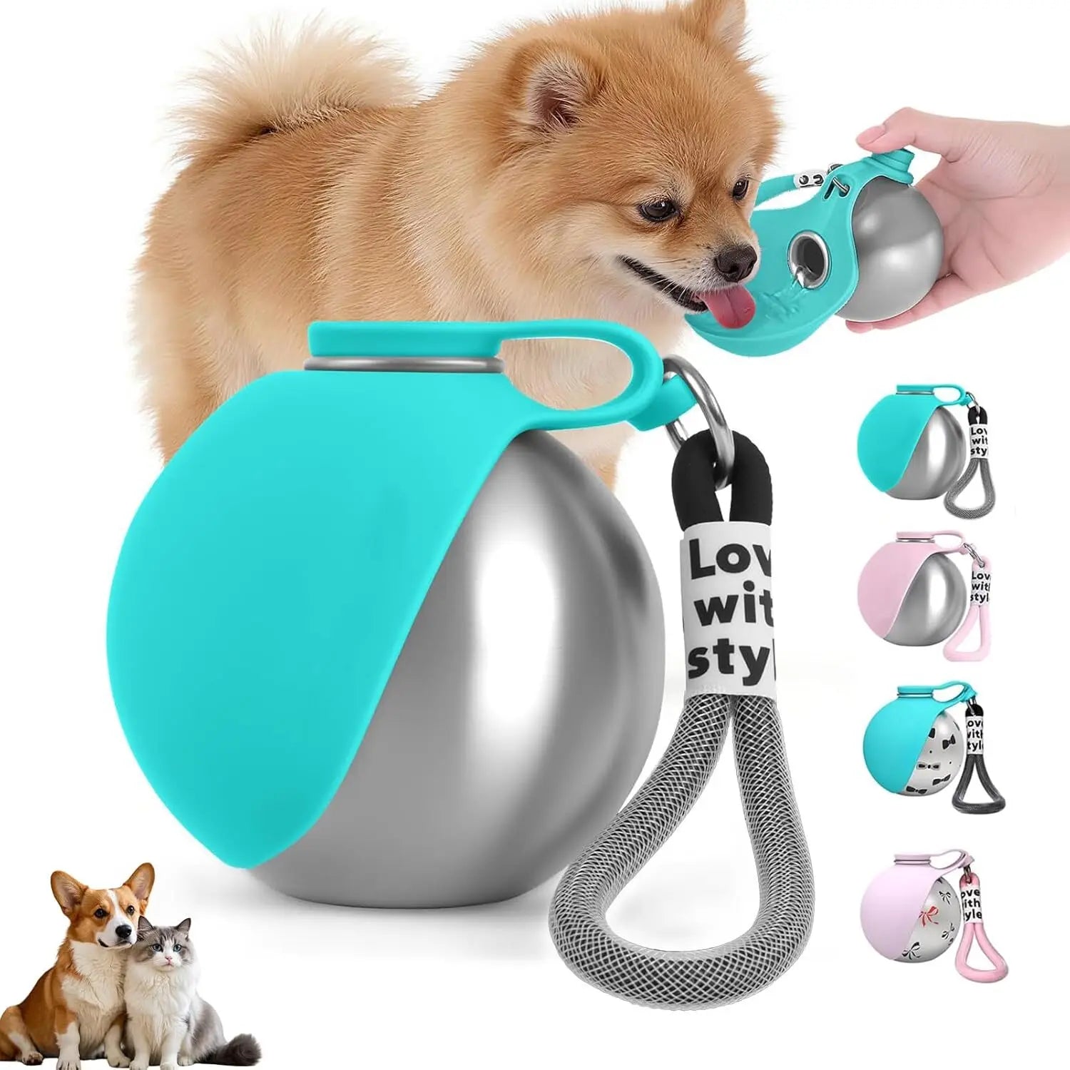Dogs Drinking Bottle With Silicone Bowl