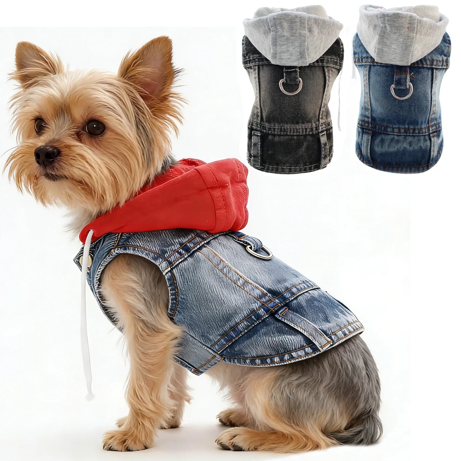 Cool Dog Jean Jacket Vest with D-Ring Hoodies