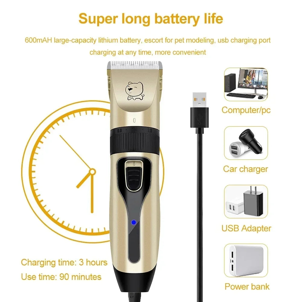 Professional Hair Clipper Electrical Grooming Trimmer for Pets USB Rechargeable