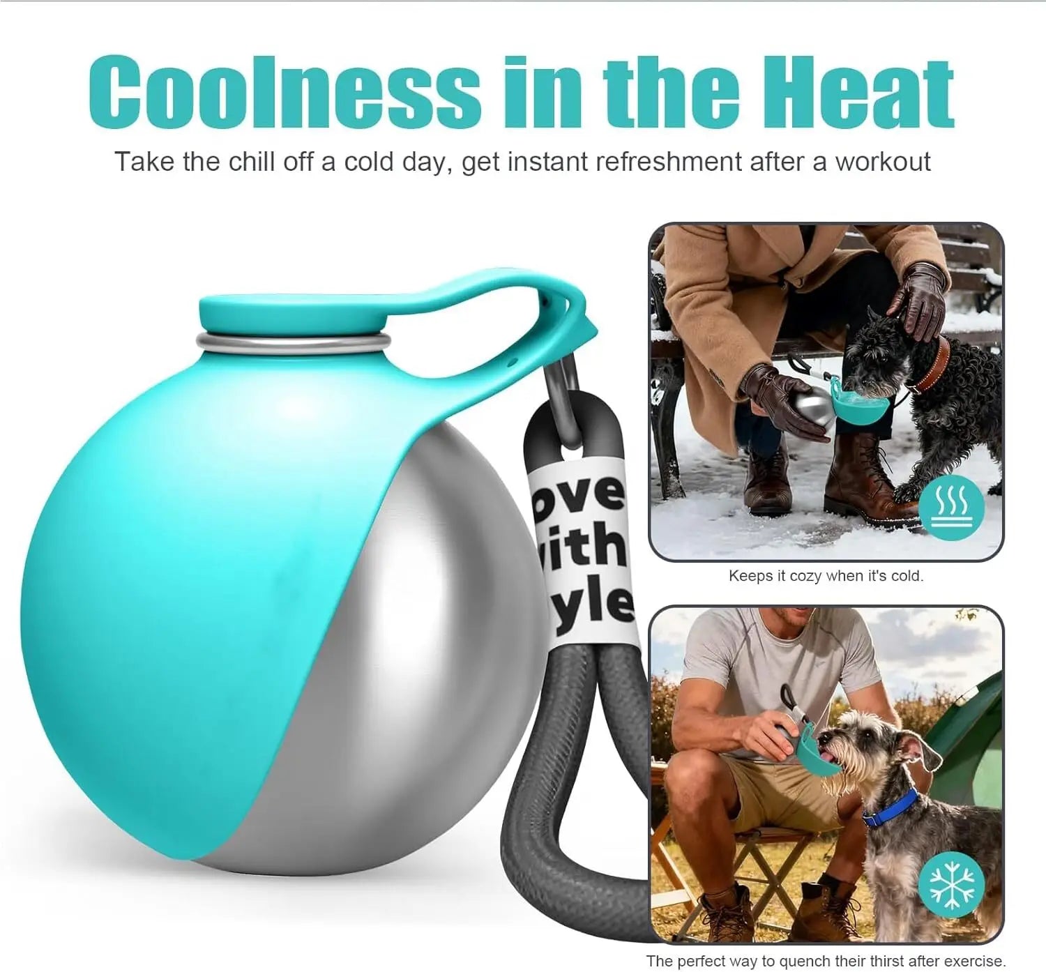 Dogs Drinking Bottle With Silicone Bowl