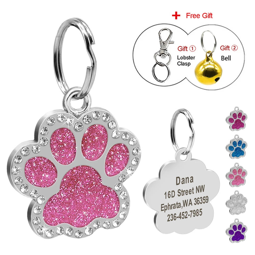 Custom Cat & Dogs Tag Bling Rhinestone