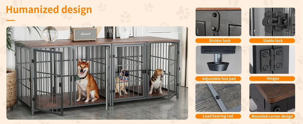 Dog Crate With Removable Divider & 4 Doors