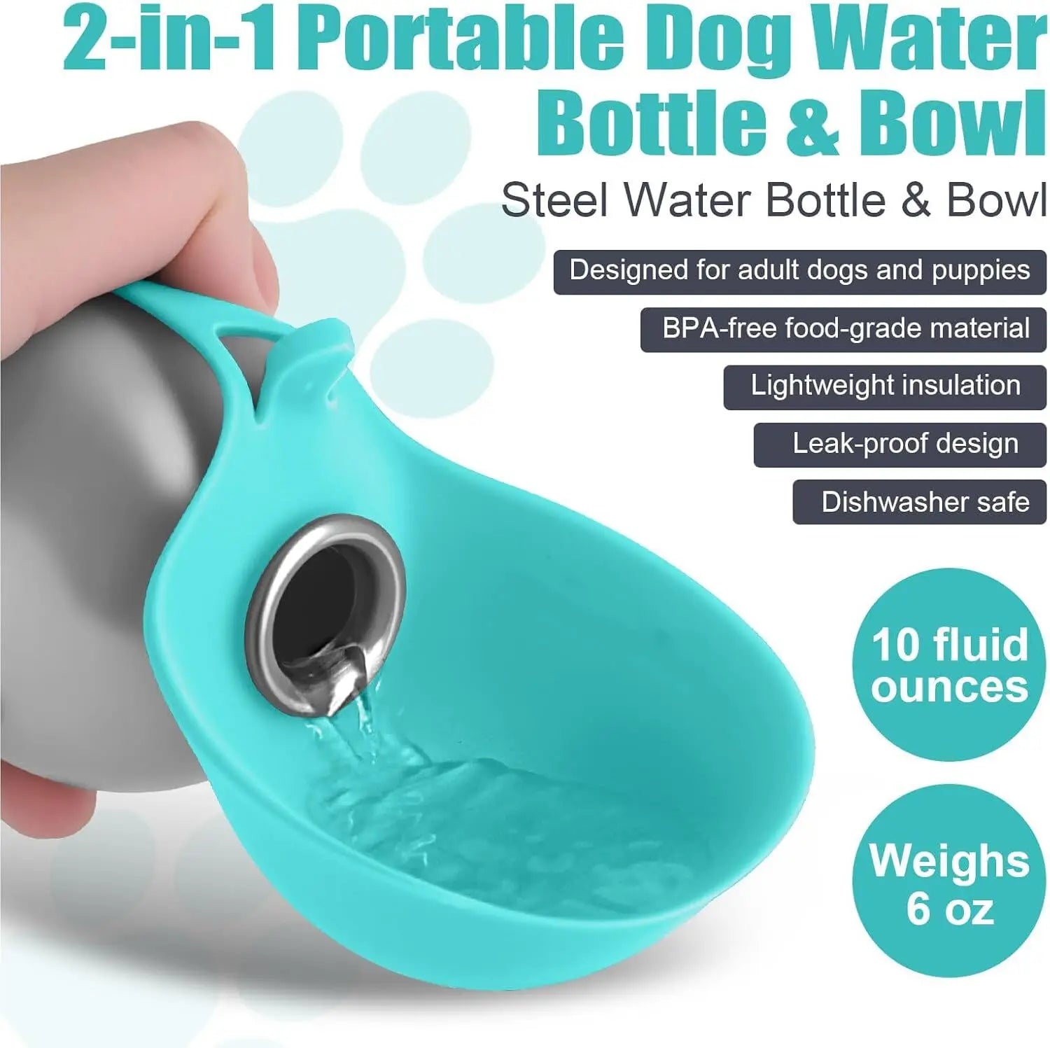 Dogs Drinking Bottle With Silicone Bowl